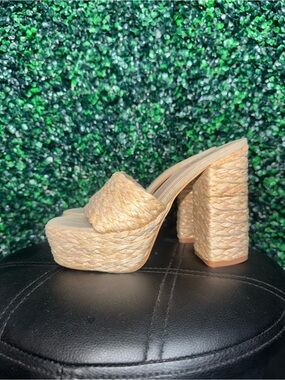Miss Lola Natural Braided Platform Slide Sandal